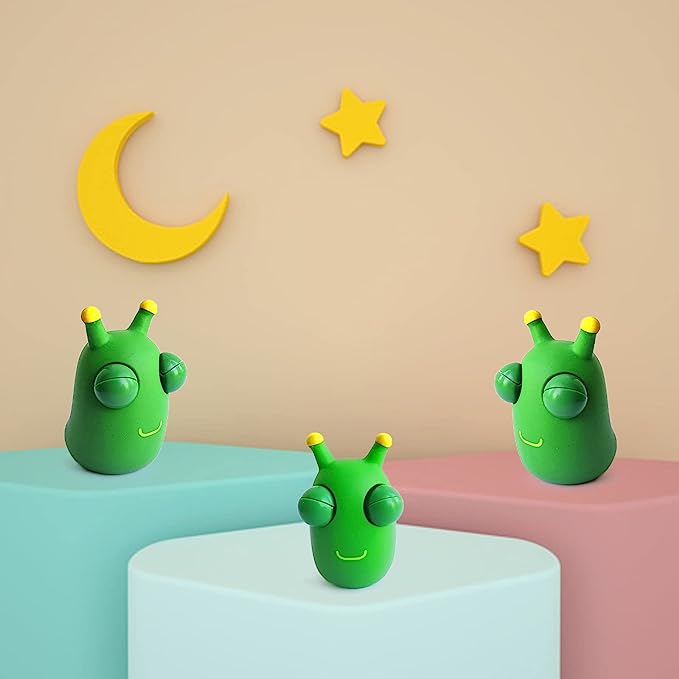 12PCS Funny Grass Worm Pinch Toy, Green Eye Bouncing Worm Squeeze Toy, Novelty Fun Squeeze Stress Relief Toys For Adults Kids Gift Cool Gadgets 5 - Tophatter Daily Deals
