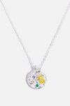 Inlaid Multicolored Zircon Round Pendant Copper Necklace Silver One Size Necklaces - Tophatter Daily Deals