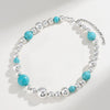 Artificial Turquoise Alloy Bead Necklace Silver One Size Necklaces - Tophatter Daily Deals