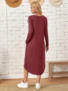 Pocketed Round Neck Long Sleeve Tee Dress Casual Dresses - Tophatter Daily Deals