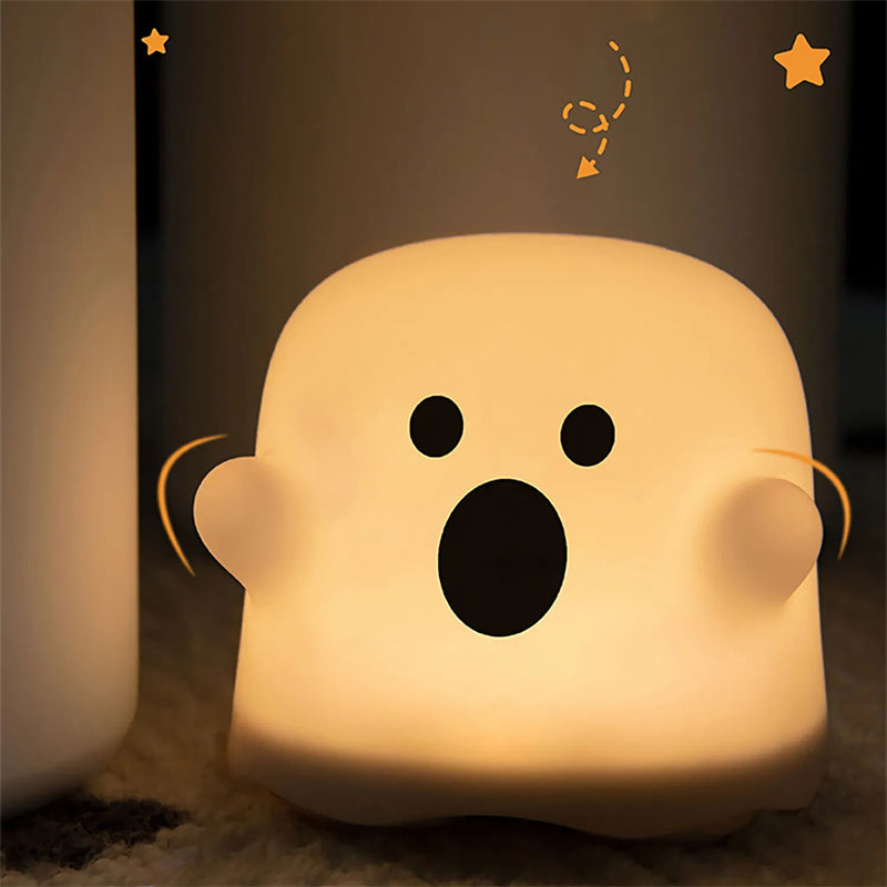 Silicone Night Light Touch Lamp Bedside Cute Halloween 3D Changing Face Moving Picture Frame - Tophatter Daily Deals