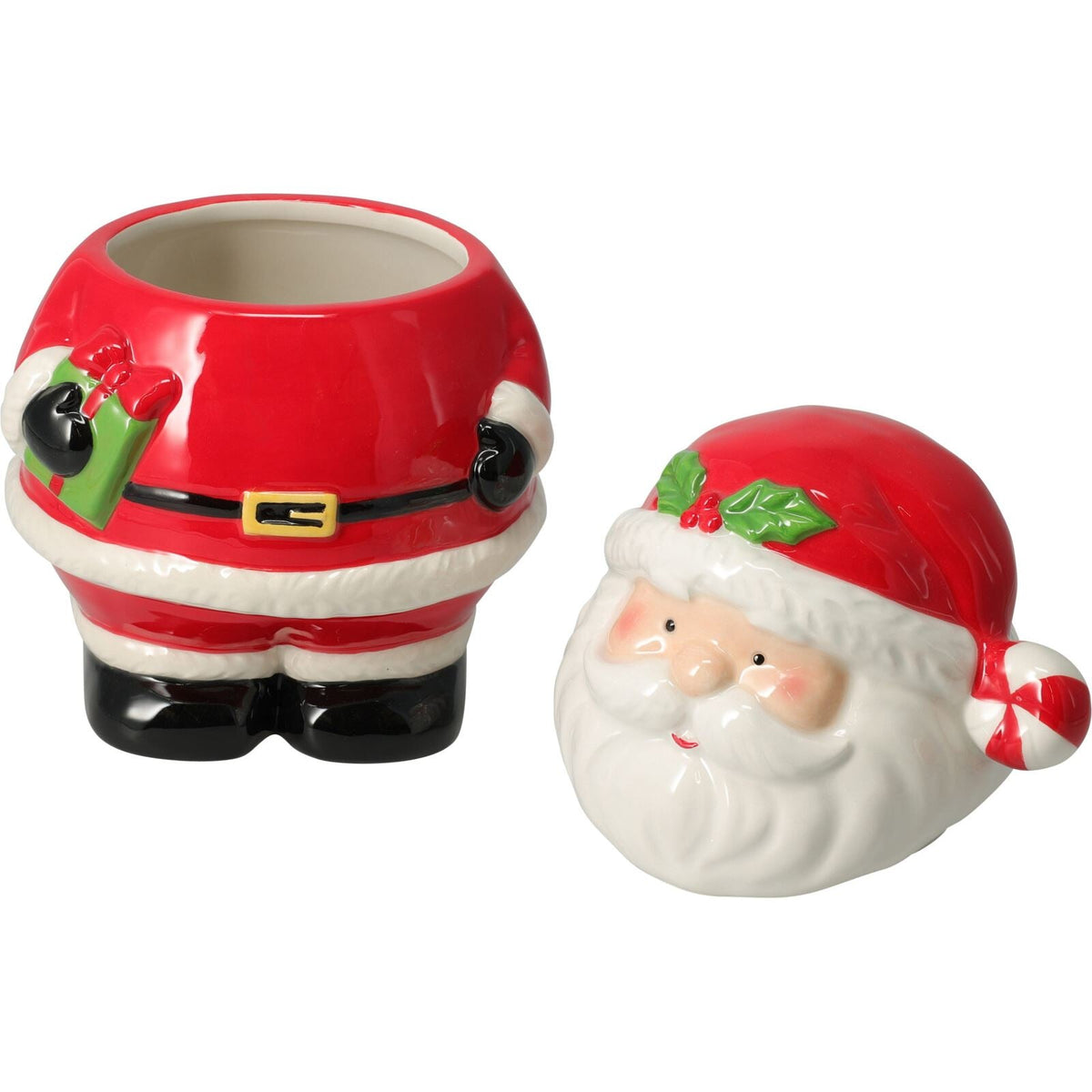 Santa Claus Christmas Storage Jar | Ceramic Cookie Jar Biscuit Barrel with Lid Jar - Tophatter Daily Deals