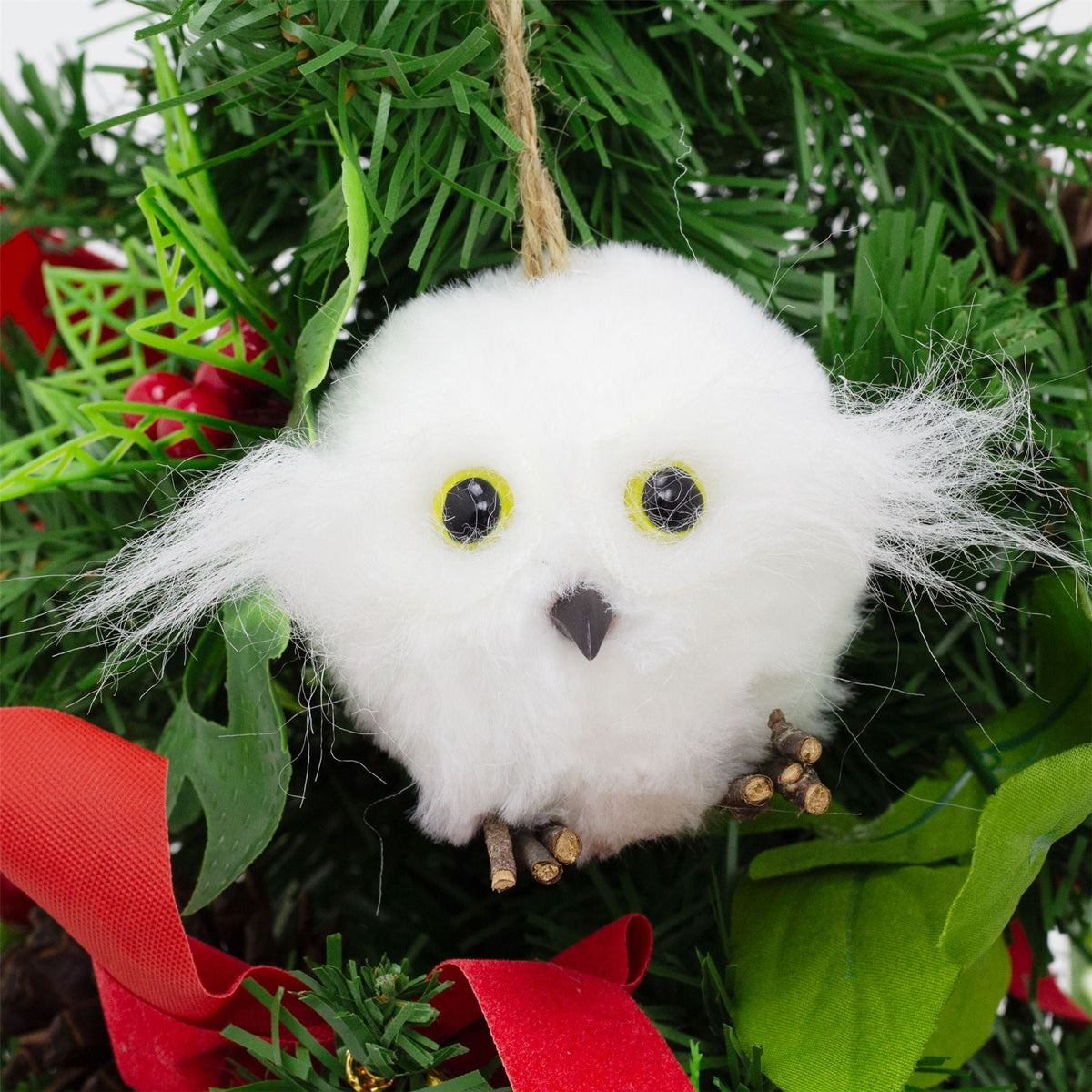 Fluffy Owl Christmas Tree Bauble | Woodland Bird Ornament Hanging Decoration 6cm Baubles - Tophatter Daily Deals