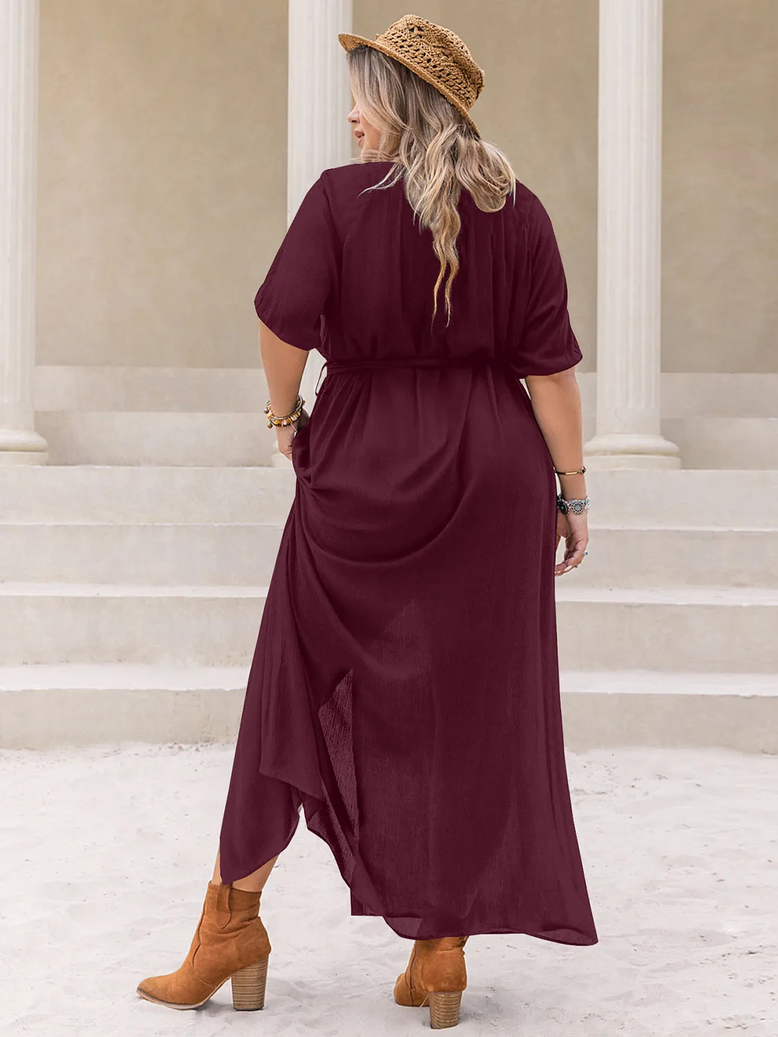 Plus Size Round Neck Half Sleeve Dress Casual Dresses - Tophatter Daily Deals