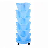 Balcony 6-layer Three-dimensional Basin Combination Plastic Flowerpot Blue Large 0 - Tophatter Daily Deals