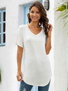 Full Size V-Neck Short Sleeve T-Shirt White Women's T-Shirts - Tophatter Daily Deals