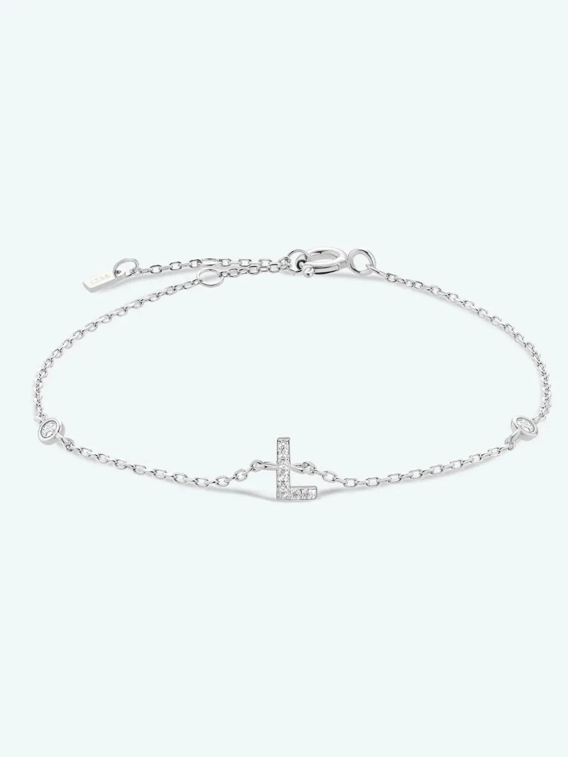 L To P Zircon 925 Sterling Silver Bracelet L-Silver One Size Bracelets - Tophatter Daily Deals