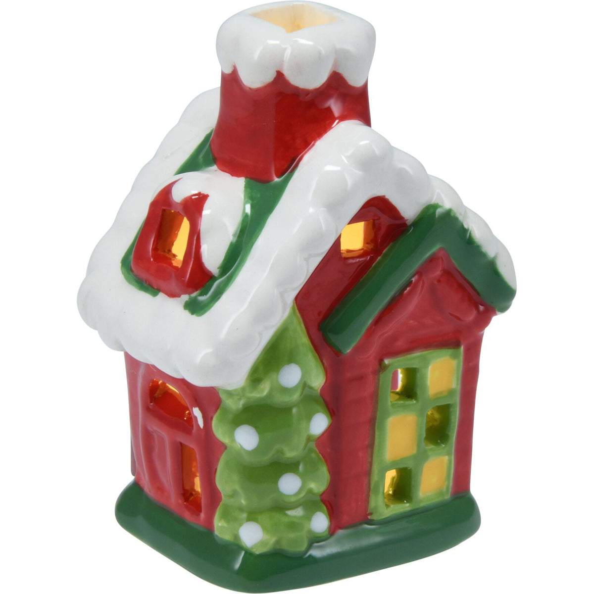 Ceramic LED Christmas House | Light Up House Christmas Village Ornament - 11cm LED Light - Tophatter Daily Deals
