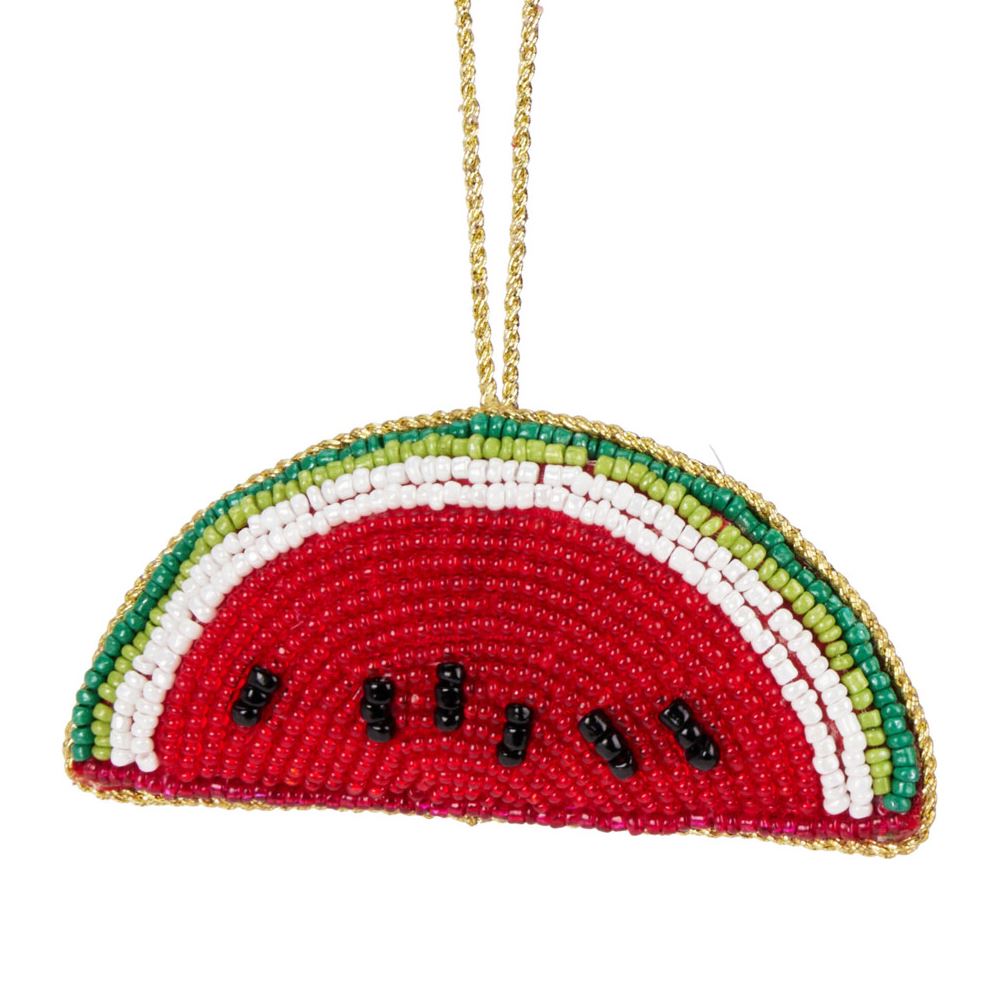 Watermelon Beaded Christmas Tree Bauble | Colourful Fruit-shaped Tree Ornaments Baubles - Tophatter Daily Deals