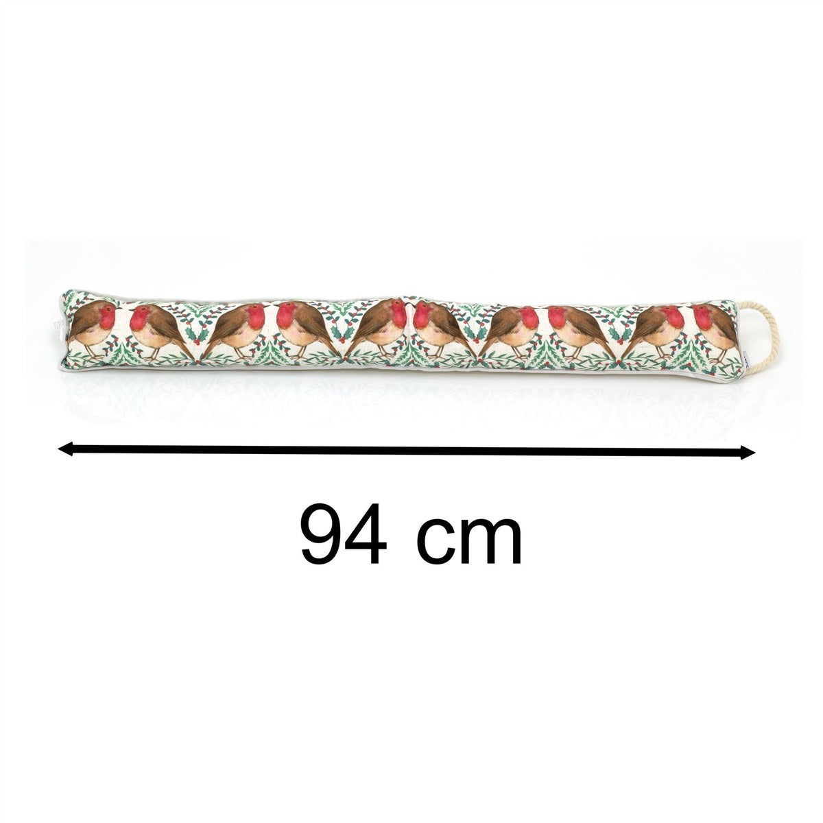 94cm Christmas Robin And Holly Fabric Draught Excluder For Doors | Winter Active Excluder Door Cushion | Festive Holly & Ivy Active Insulator Door Draught Cushion Draught Excluder - Tophatter Daily Deals