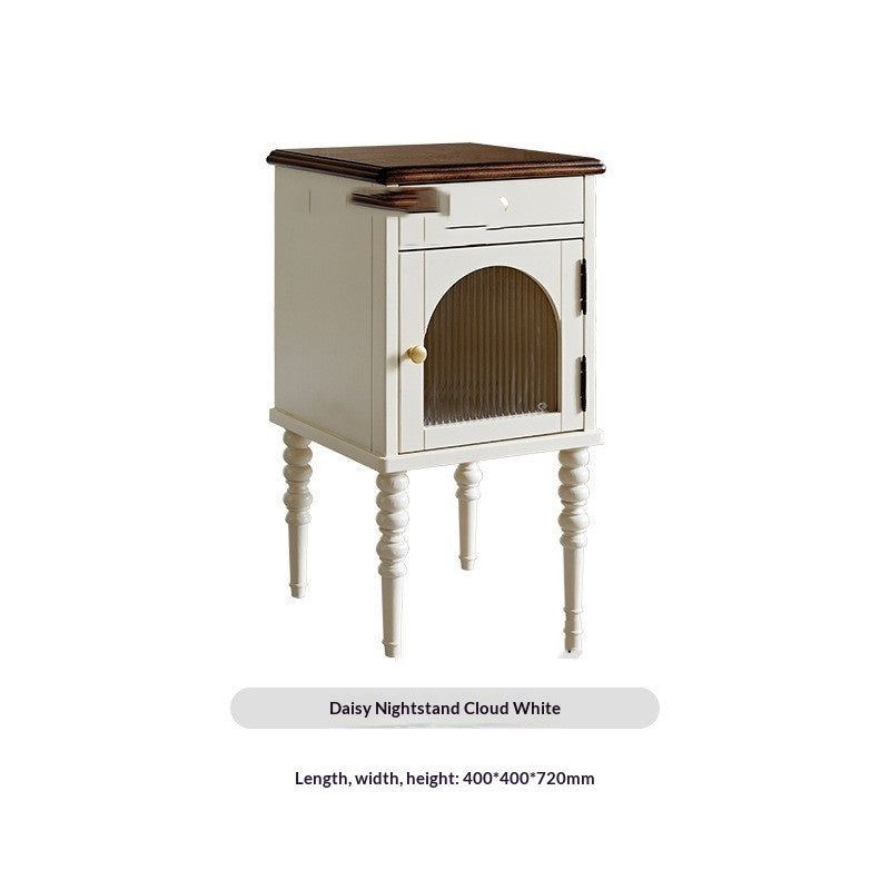 American-style Solid Wood Luxury Bedside Table Bedroom Furniture Storage Bedside Table Cloud White 0 - Tophatter Daily Deals