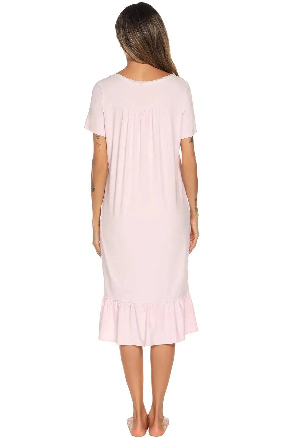 Lace Detail Square Neck Lounge Dress Sleep Dresses - Tophatter Daily Deals