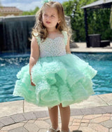 Baby Girl One Year Old Dress Birthday Princess Dress Piano Playing Tulle Tutu Light Green 0 - Tophatter Daily Deals