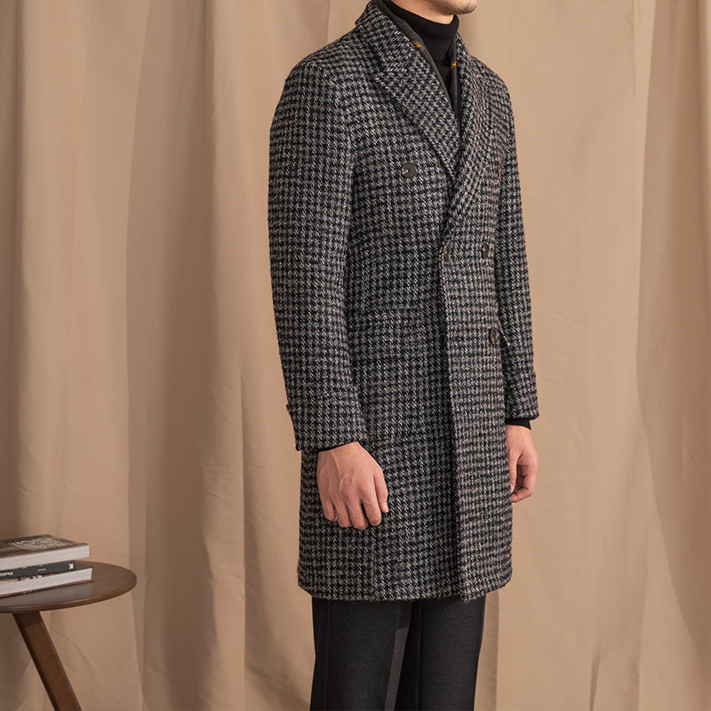 Warm Men’s Double-Breasted Coat - Mid-Length Wool, Winter 3D Changing Face Moving Picture Frame - Tophatter Daily Deals