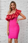 Ruffled One-Shoulder Bodycon Dress Cocktail Dresses - Tophatter Daily Deals