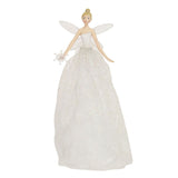 White Angel Christmas Tree Topper | Iridescent Fairy Angel Tree Ornament - 28cm Tree Decoration - Tophatter Daily Deals