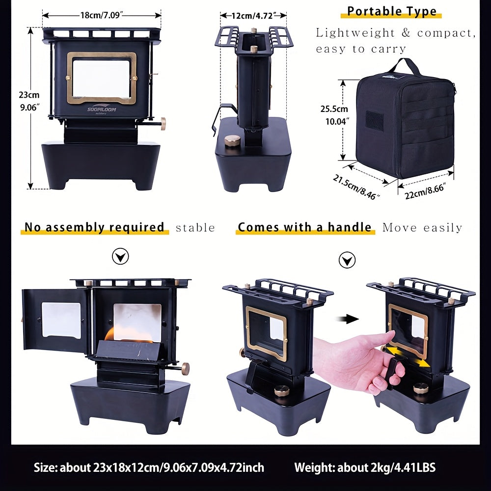 Retro Stainless Steel Camping Stove with Window Outdoor Grills - Tophatter Daily Deals