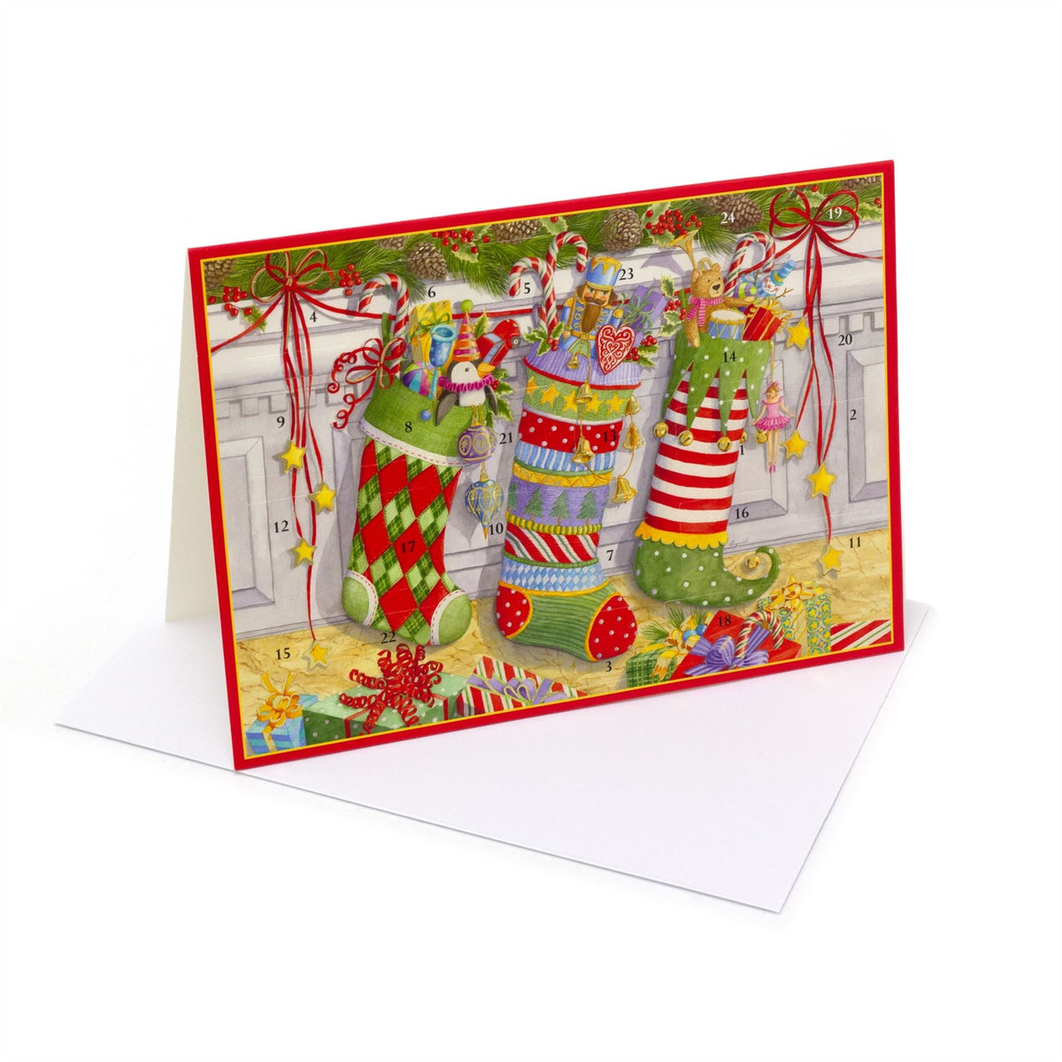 Stocking on the Mantle Advent Calendar Card with Envelope | Christmas Calendar Advent Calendar - Tophatter Daily Deals