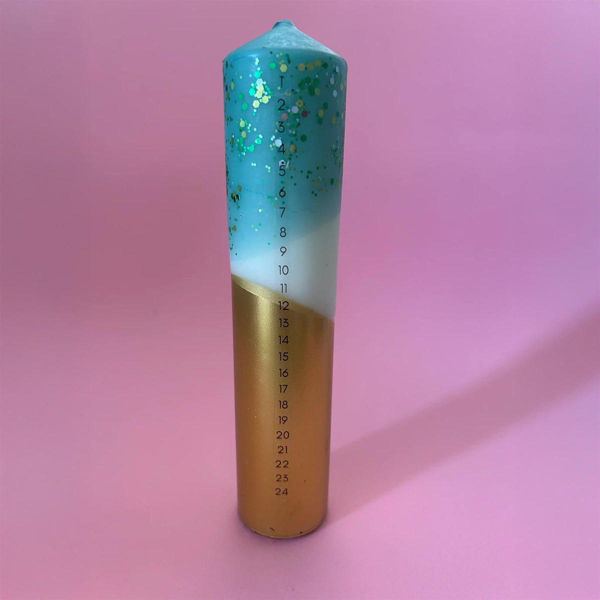 The Colour Emporium Crushed Emerald Hand-dipped Christmas Advent Pillar Candle Advent Candle - Tophatter Daily Deals