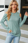 Round Neck Cold Shoulder T-Shirt Gum Leaf Women's T-Shirts - Tophatter Daily Deals