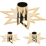 Gold Metal Christmas Candlestick | Festive Snowflake Candle Holder - 11cm Candlestick - Tophatter Daily Deals