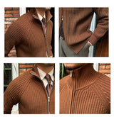 Fitted Men’s Cardigan - Stand Up Collar, Slim Rib Knit 3D Changing Face Moving Picture Frame - Tophatter Daily Deals