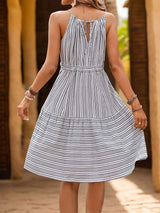 Striped Tie Waist Dress Casual Dresses - Tophatter Daily Deals