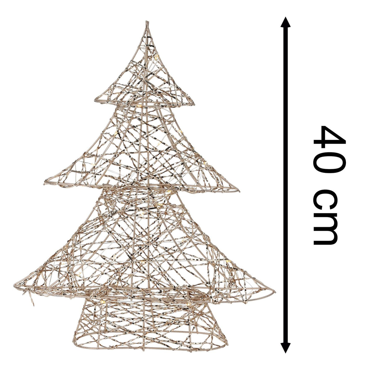 Gold Christmas Tree Light | Gold Wire LED Standing Tree Decoration - 30cm LED Light - Tophatter Daily Deals