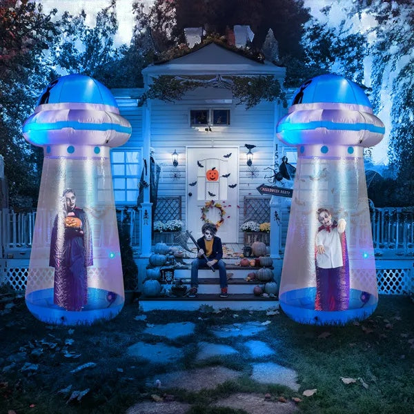 Inflatable UFO 8.8 Ft Yard Decor Halloween 2025 LED 3D Changing Face Moving Picture Frame - Tophatter Daily Deals