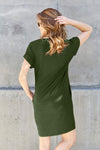 Basic Bae Full Size Round Neck Short Sleeve Dress with Pockets Casual Dresses - Tophatter Daily Deals