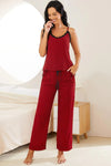 Plaid Lace Trim Cami and Drawstring Pants Pajama Set Loungewear Sets - Tophatter Daily Deals