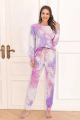 Tie-Dye Top and Pants Lounge Set Lavender Loungewear Sets - Tophatter Daily Deals