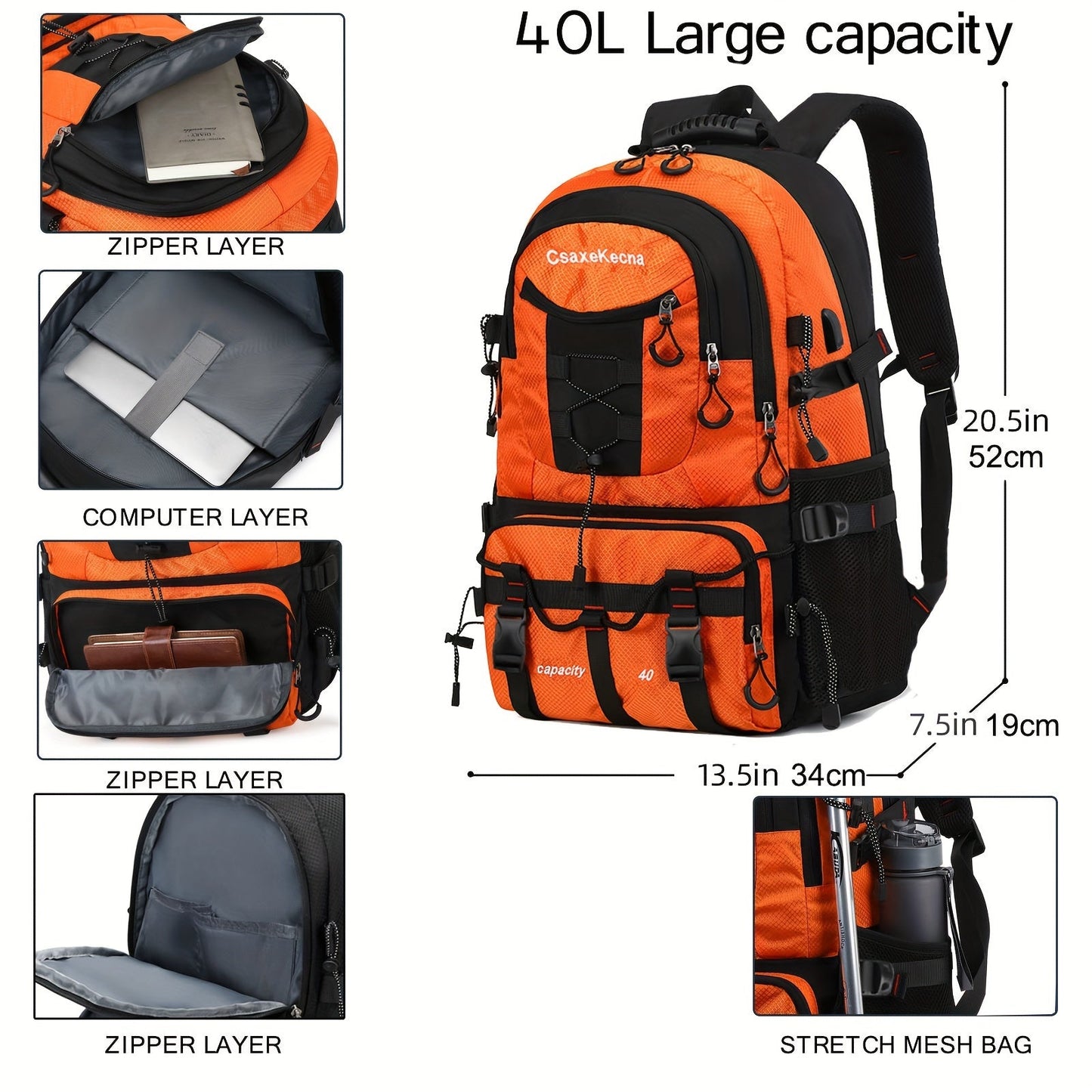 Large Capacity Travel Backpack with Chest Bag Backpacks - Tophatter Daily Deals