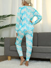 Tie-Dye Round Neck Top and Pants Lounge Set Loungewear Sets - Tophatter Daily Deals