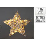 Illuminated Jute Star with Glitter | Warm White LED Christmas Window Light 30cm Ornament - Tophatter Daily Deals