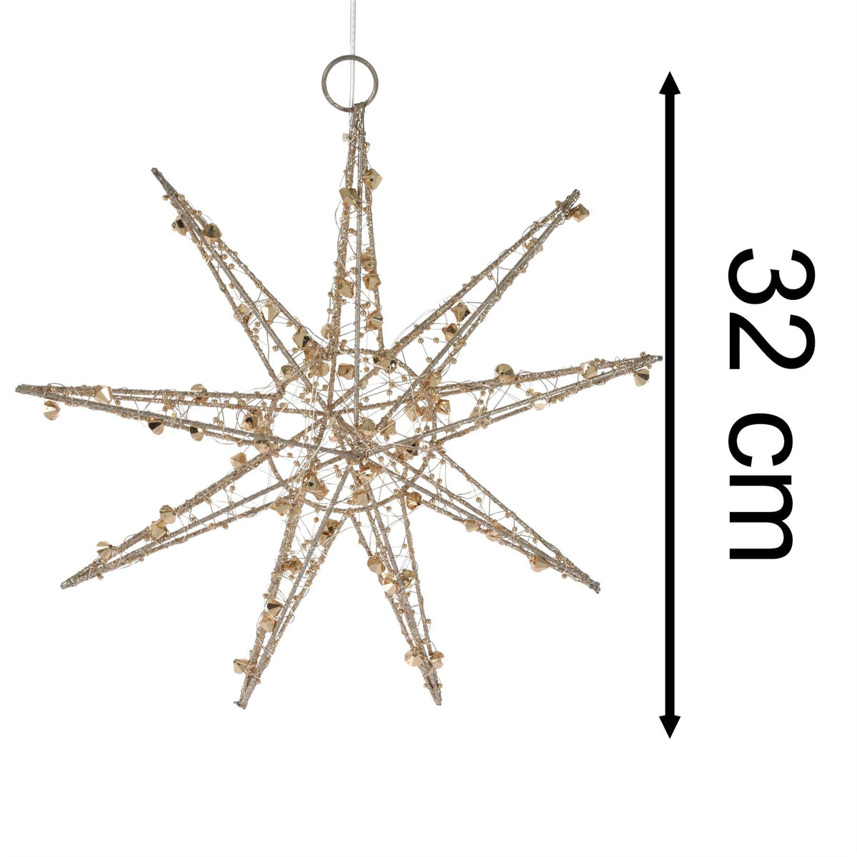 3D Gold Christmas Star Light | 20 LED Battery Operated Window Decoration - 32cm LED Light - Tophatter Daily Deals