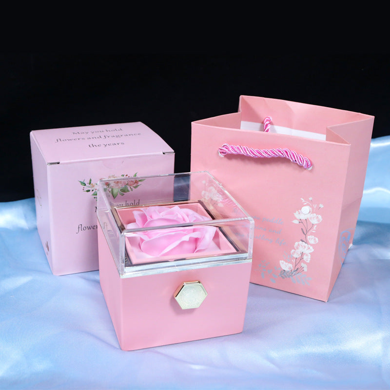 Rotating Soap Flower Rose Gift Box Creative Rotating Rose Jewelry Packaging Box Valentine's Day Gift For Women -  - Tophatter's Smashing Daily Deals | We're Against Forced Labor in China