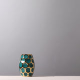 Beautiful Ceramic Gold aqua polka dots Pineapple Vase Malachite Trumpet 0 - Tophatter Daily Deals