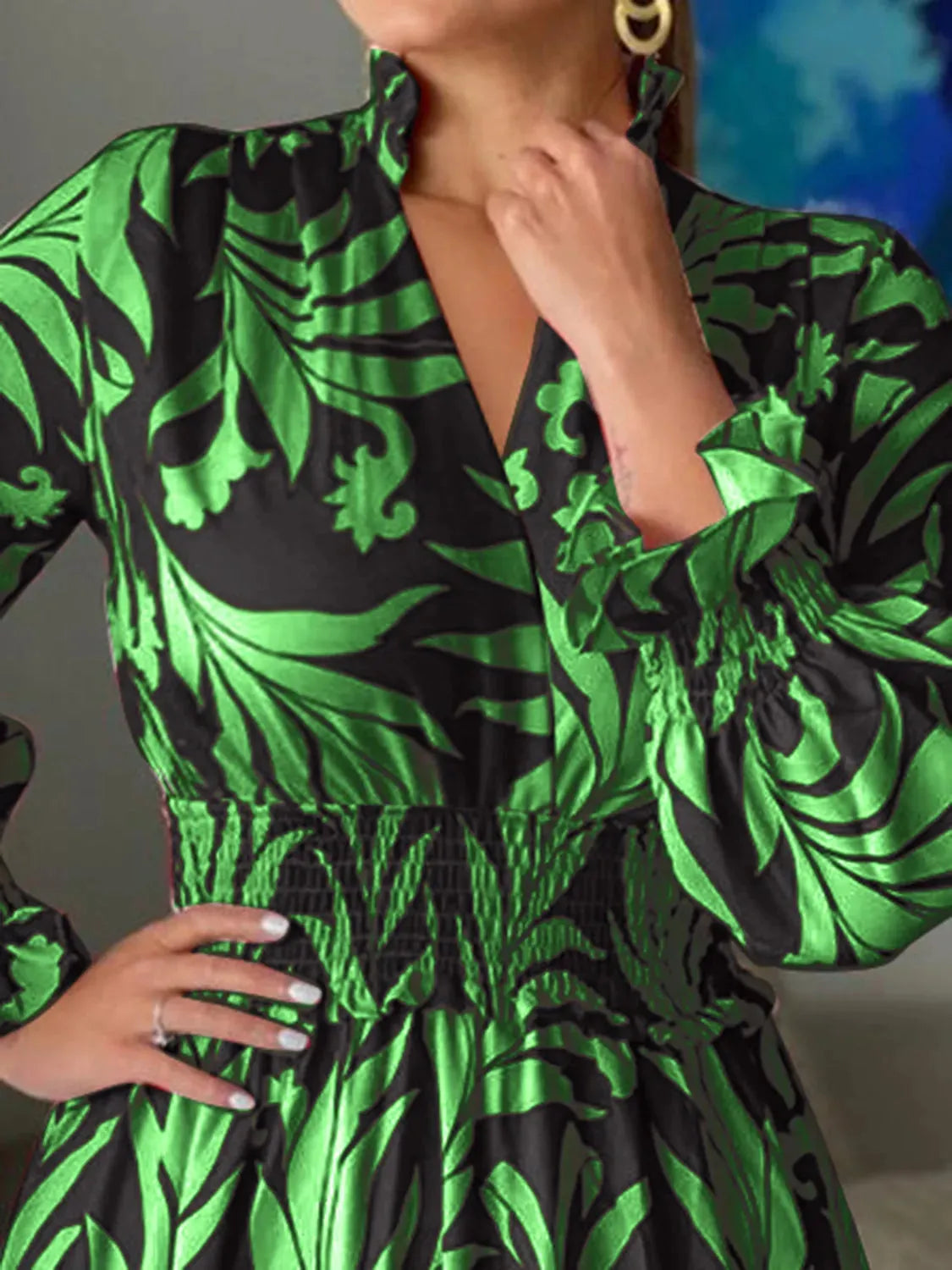 Printed Flounce Sleeve Maxi Dress Casual Dresses - Tophatter Daily Deals