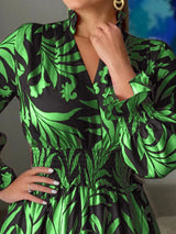 Printed Flounce Sleeve Maxi Dress Casual Dresses - Tophatter Daily Deals