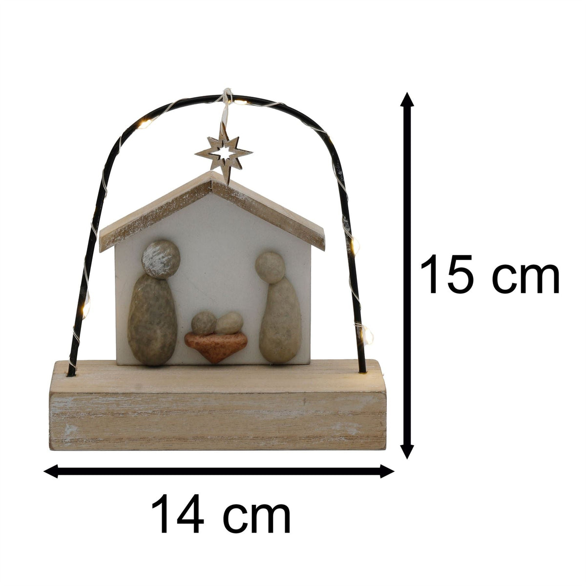 LED Pebble Nativity Set Decoration | Mini Light-up Nativity Scene Ornament 15cm Nativity Set - Tophatter Daily Deals