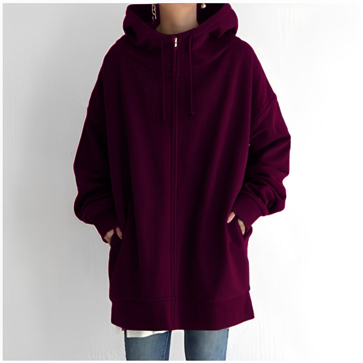 Warm Womens Fleece Hoodie - Oversized, Brushed Fleece Dark purple - Tophatter Daily Deals