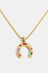 Inlaid Zircon Pendant Stainless Steel Necklace U Gold One Size Necklaces - Tophatter Daily Deals