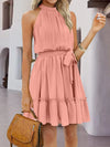 Frill Tied Mock Neck Sleeveless Dress Casual Dresses - Tophatter Daily Deals