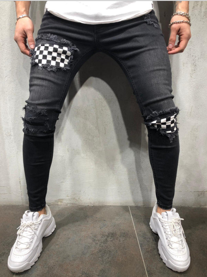 Blue ripped logo jeans 02.Black 0 - Tophatter Daily Deals