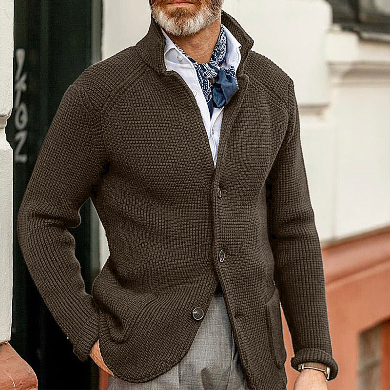 Warm Men's Cardigan - Stand Up Collar, Knitted, Commute 3D Changing Face Moving Picture Frame - Tophatter Daily Deals