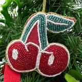 Cherry Beaded Christmas Tree Bauble | Colourful Fruit-shaped Tree Ornaments Baubles - Tophatter Daily Deals