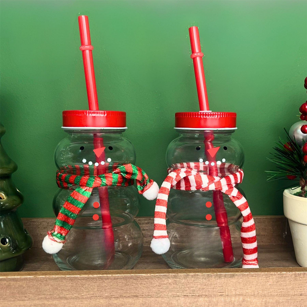 Snowman-Shaped Glass Drinking Jar with Lid and Straw | Christmas Mason Jar Drinking Jar - Tophatter Daily Deals