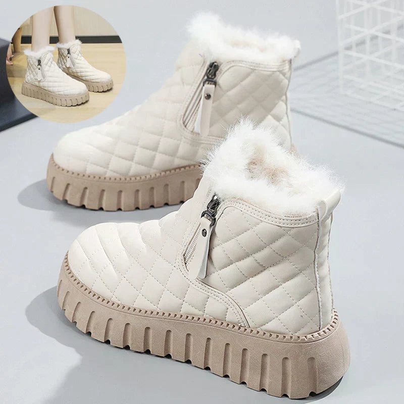 Warm Cozy Women's Ankle Boots – Quilted Faux Fur, Winter - Tophatter Daily Deals