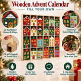 Fill Your Own Advent Calendar, Gisela Graham Reusable Wooden Dutch Village Advent Calendar - Tophatter Daily Deals